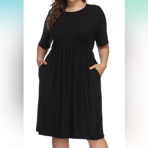 ALLEGRACE Half Sleeve Round Neck Cocktail Midi Dress Ruffle Party Dress Size 3X